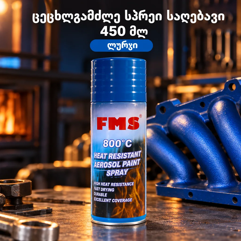 ცეცხლგამძლე სპრეი საღებავი / HEAT-RESISTANT AEROSOL PAINT SPRAY(450ML)BLUE