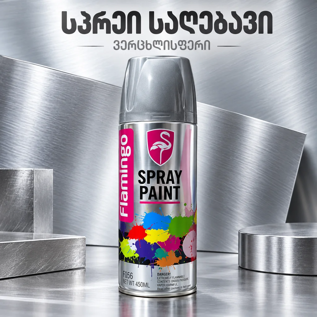 SPRAY PAINT SILVER (450ML) - სპრეი საღებავი - ვერცხლისფერი