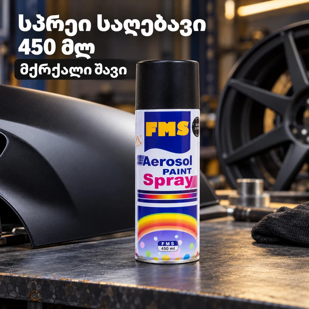 სპრეი საღებავი / SPRAY PAINT 450ML #4 MAT BLACK