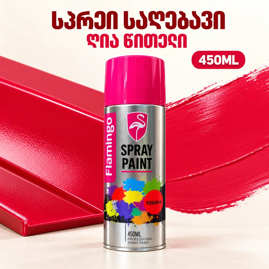 SPRAY PAINT JIALING RED (450ML) - სპრეი საღებავი - ღია წითელი