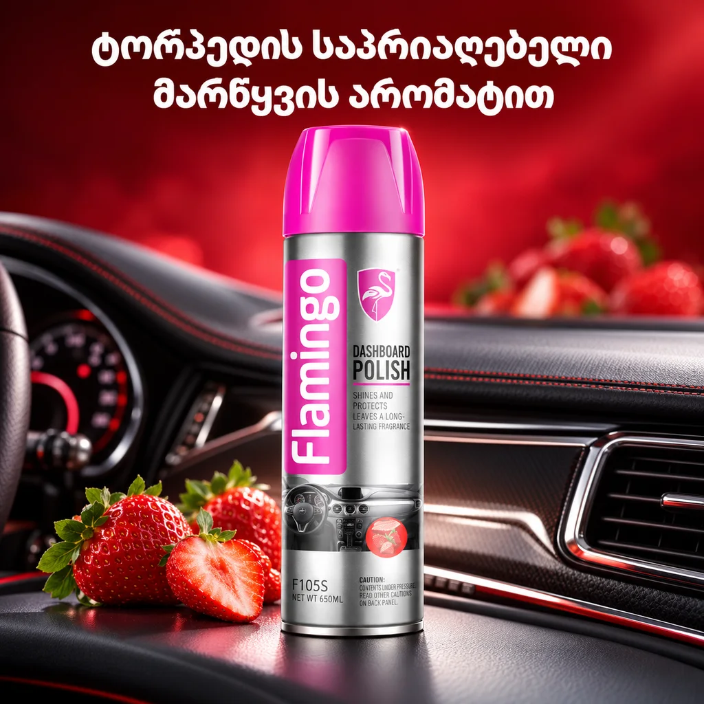DASHBOARD POLISH- STRAWBERRY (650ML) - ტორპედოს საპრიალებელი მარწყვის არომატით