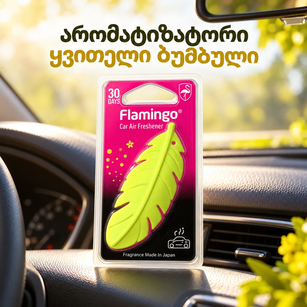 EVA CAR AIR FRESHENER- FEATHER- YELLOW - არომატიზატორი - ბუმბული - ყვითელი