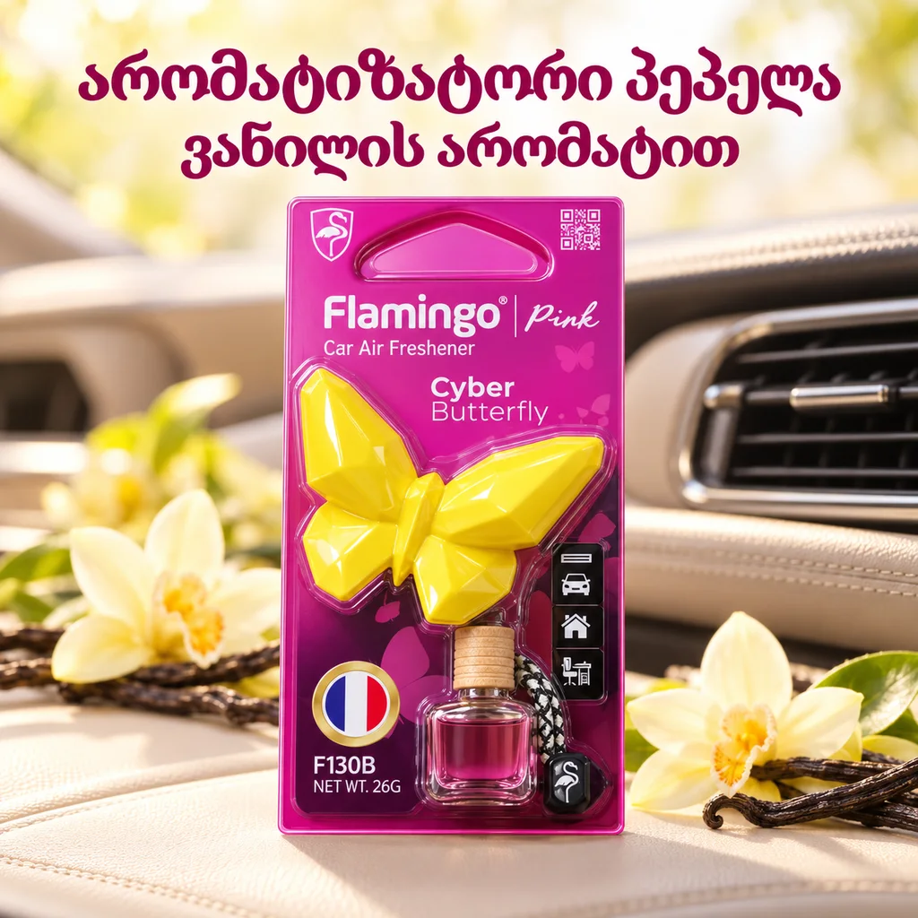 BUTTERFLY EVA AIR FRESHENER - MIX 26G - კონდიციონერის ცხაურზე დასამაგრი - ვანილის არომატით