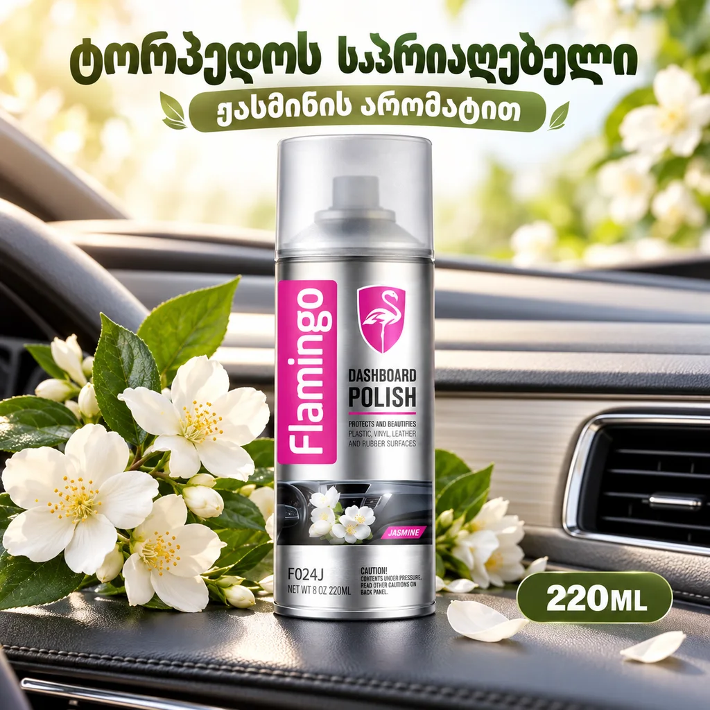 DASHBOARD POLISH- JASMINE (220ML) - ტორპედოს საპრიალებელი ჟასმინის არომატით