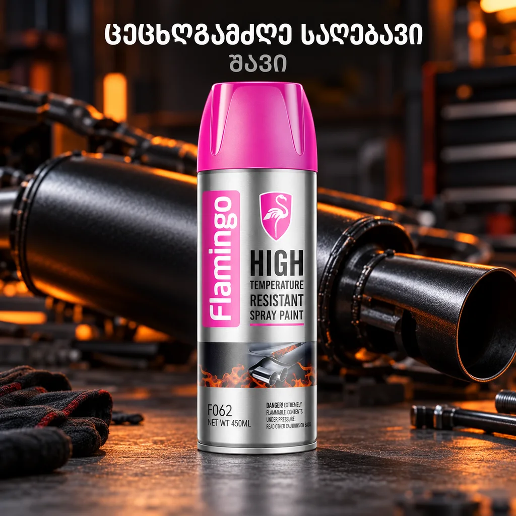 HIGH TEMPERATURE RESISTANT SPRAY PAINT- BLACK (450ML) - ცეცხლგამძლე საღებავი - შავი