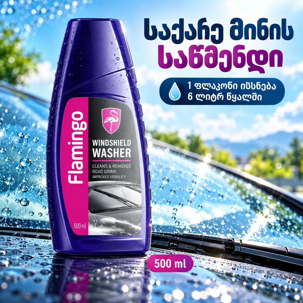 WINDSHIELD WASHER (500ML) - საქარე მინის საწმენდი (1 ფლაკონი იხსნება 6 ლიტრ წყალში)