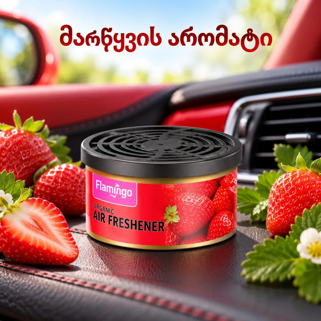 ORGANIC AIR FRESHENER- STRAWBERRY 50G - დასადები არომატიზატორი ქეჩა, მარწყვის არომატით