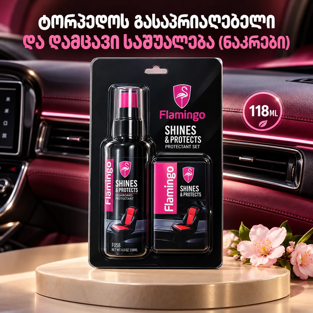 SHINES & PROTECTS PROTECTANT SET(118ML) - ტორპედოს გასაპრიალებელი და დამცავი საშუალება (ნაკრები)