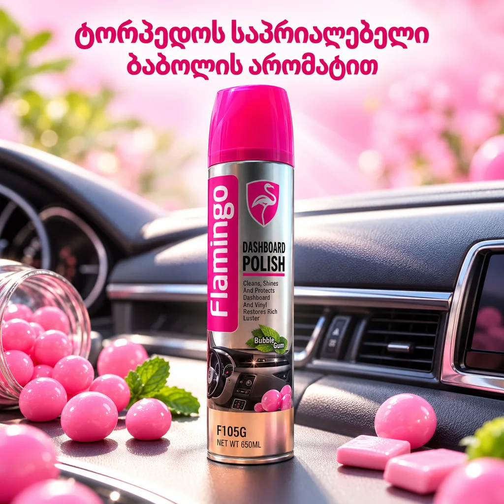 DASHBOARD POLISH- CHEWING GUM 650 ML - ტორპედოს საპრიალებელი ბაბოლის არომატით