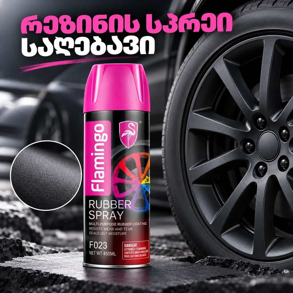 RUBBER SPRAY MATT BLACK 450ML - რეზინის სპრეი საღებავი