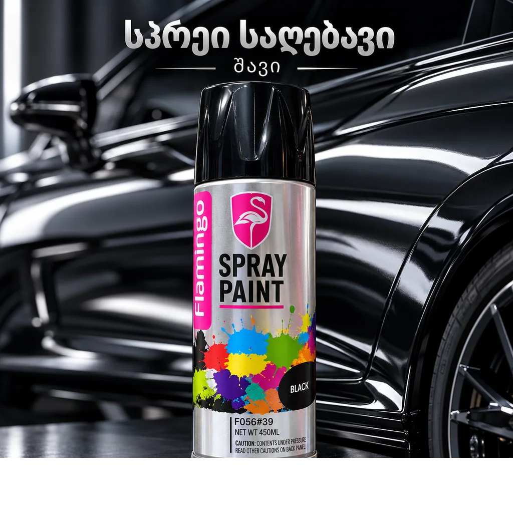 SPRAY PAINT BLACK (450ML) - სპრეი საღებავი - შავი