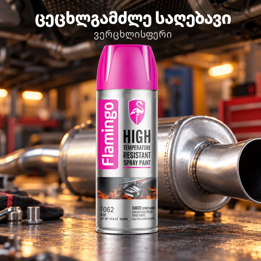 HIGH TEMPERATURE RESISTANT SPRAY PAINT- SILVER (450ML) - ცეცხლგამძლე საღებავი - ვერცხლისფერი