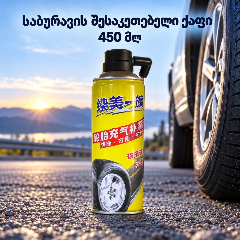 საბურავის შესაკეთებელი ქაფი / TIRE INFLATOR SEALER 450ML