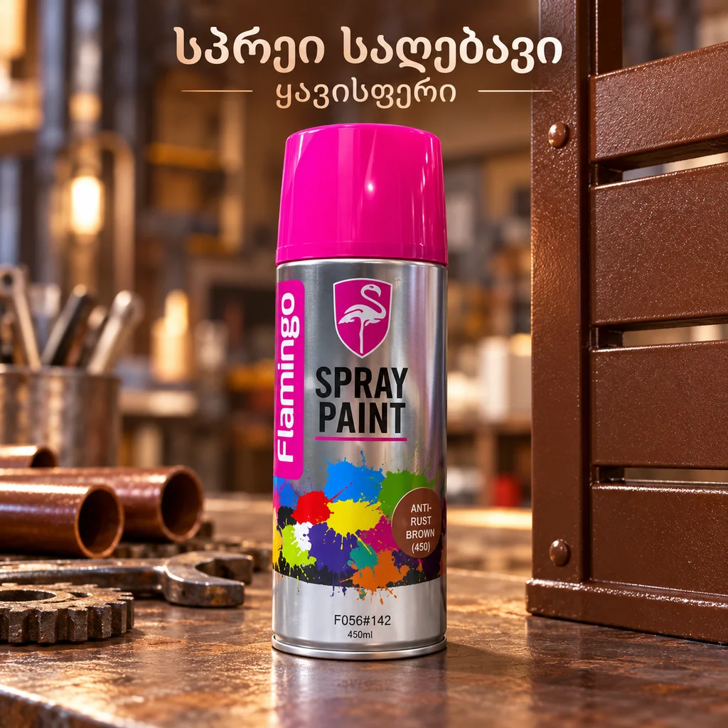 SPRAY PAINT ANTI-RUST BROWN (450)- სპრეი საღებავი - ყავისფერი